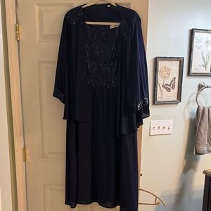 Elegant Navy Blue Dress with Sequined Details